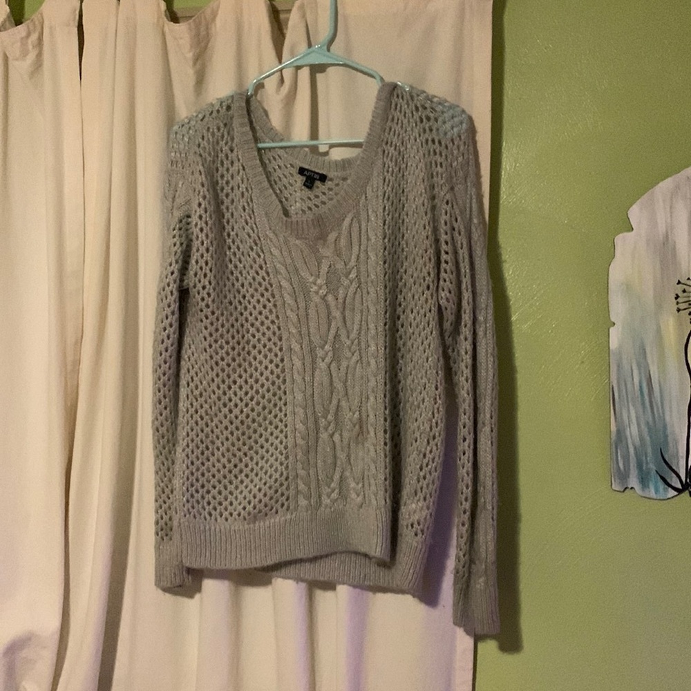 Lovely grey sweater and see through